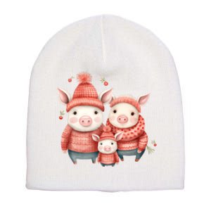 Christmas Pig Family Matching Outfit Short Acrylic Beanie