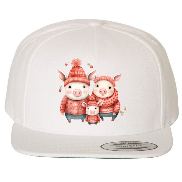 Christmas Pig Family Matching Outfit Wool Snapback Cap