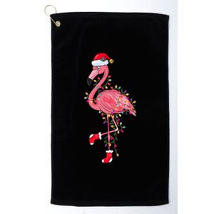 Cute Pink Flamingo Christmas Lights Santa Hat Xmas Funny Gift Cute Gift Platinum Collection Golf Towel