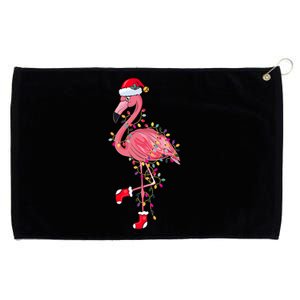 Cute Pink Flamingo Christmas Lights Santa Hat Xmas Funny Gift Cute Gift Grommeted Golf Towel