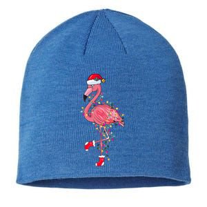 Cute Pink Flamingo Christmas Lights Santa Hat Xmas Funny Gift Cute Gift Sustainable Beanie