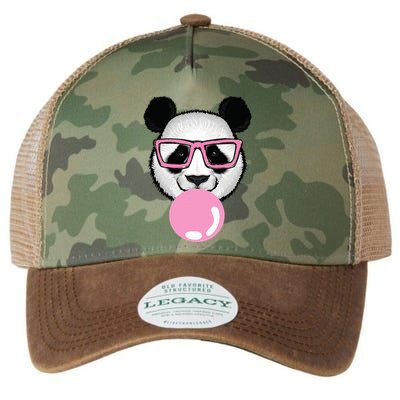 Cool Panda Face Eating Gum And Makes A Bubble  Legacy Tie Dye Trucker Hat