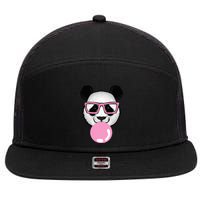 Cool Panda Face Eating Gum And Makes A Bubble  7 Panel Mesh Trucker Snapback Hat