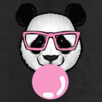 Cool Panda Face Eating Gum And Makes A Bubble  7 Panel Mesh Trucker Snapback Hat