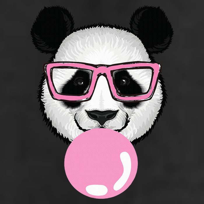 Cool Panda Face Eating Gum And Makes A Bubble  7 Panel Mesh Trucker Snapback Hat