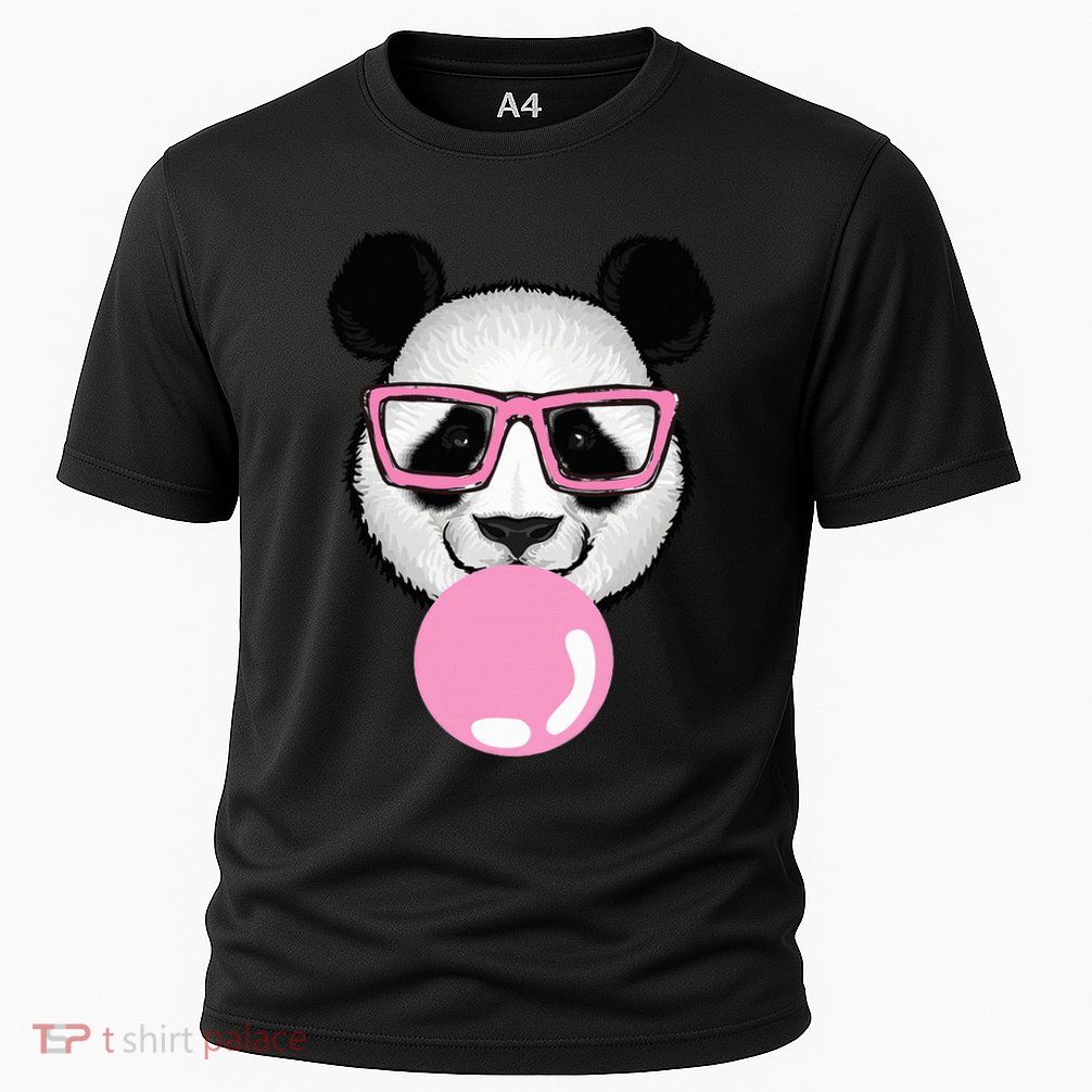 Cool Panda Face Eating Gum And Makes A Bubble  Performance Shirt