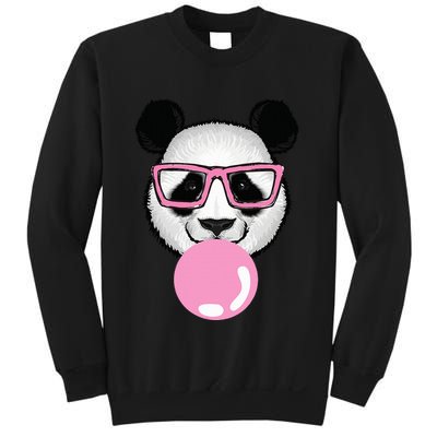 Cool Panda Face Eating Gum And Makes A Bubble  Sweatshirt