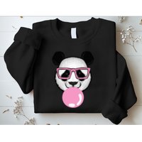 Cool Panda Face Eating Gum And Makes A Bubble  Sweatshirt