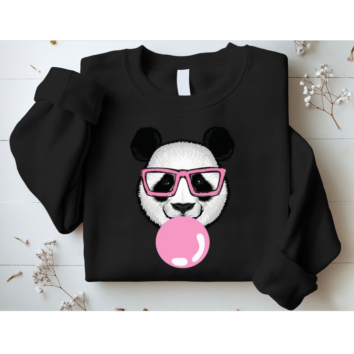 Cool Panda Face Eating Gum And Makes A Bubble  Sweatshirt