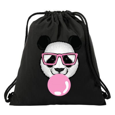 Cool Panda Face Eating Gum And Makes A Bubble  Drawstring Bag