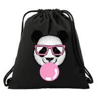 Cool Panda Face Eating Gum And Makes A Bubble  Drawstring Bag