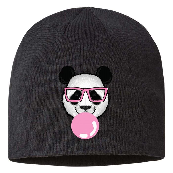 Cool Panda Face Eating Gum And Makes A Bubble  Sustainable Beanie