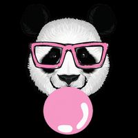 Cool Panda Face Eating Gum And Makes A Bubble  Sustainable Beanie
