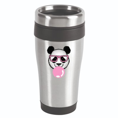 Cool Panda Face Eating Gum And Makes A Bubble  16oz Travel Tumbler