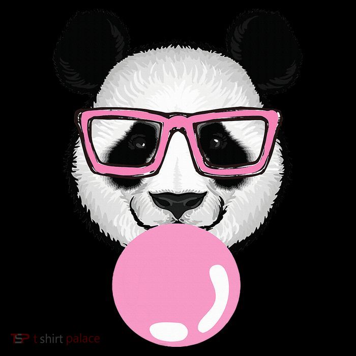 Cool Panda Face Eating Gum And Makes A Bubble  Cooling Performance Long Sleeve Crew