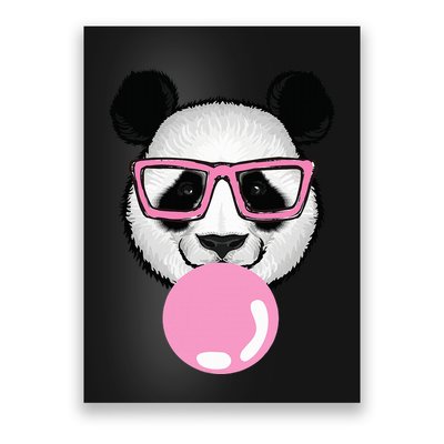 Cool Panda Face Eating Gum And Makes A Bubble  Poster