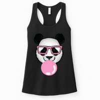 Cool Panda Face Eating Gum And Makes A Bubble  Womens Tank Top
