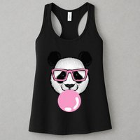 Cool Panda Face Eating Gum And Makes A Bubble  Womens Tank Top
