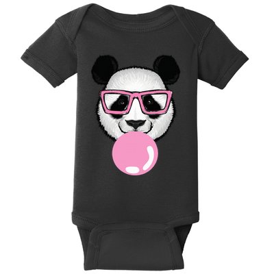 Cool Panda Face Eating Gum And Makes A Bubble  Baby Bodysuit