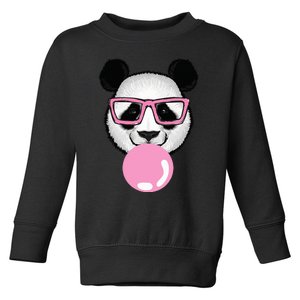 Cool Panda Face Eating Gum And Makes A Bubble  Toddler Sweatshirt