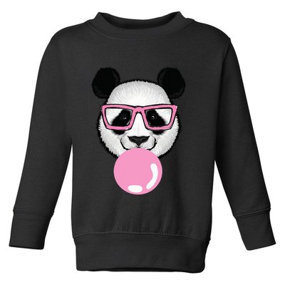Cool Panda Face Eating Gum And Makes A Bubble  Toddler Sweatshirt