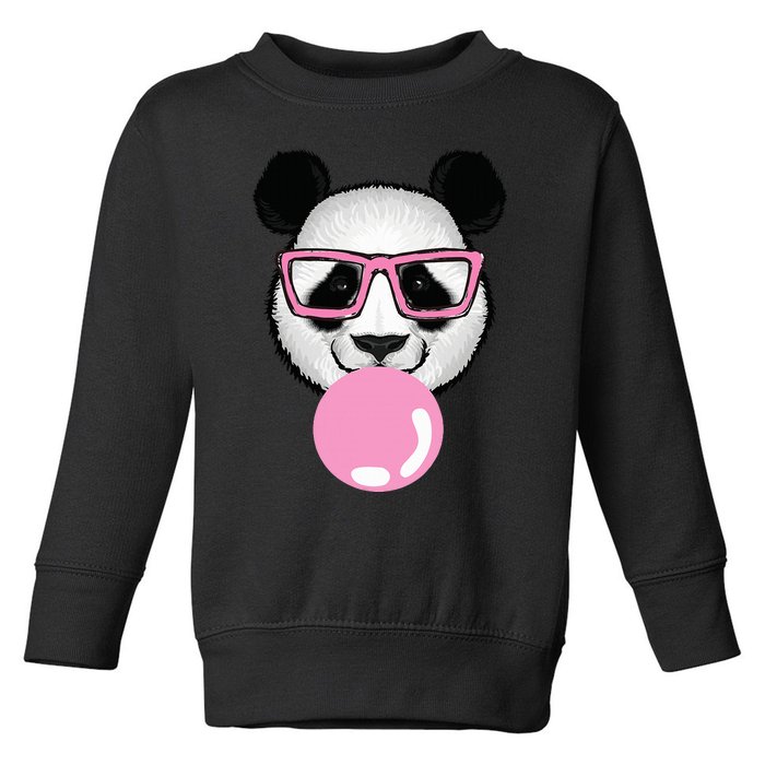 Cool Panda Face Eating Gum And Makes A Bubble  Toddler Sweatshirt