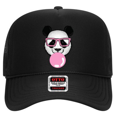 Cool Panda Face Eating Gum And Makes A Bubble  Trucker Hat