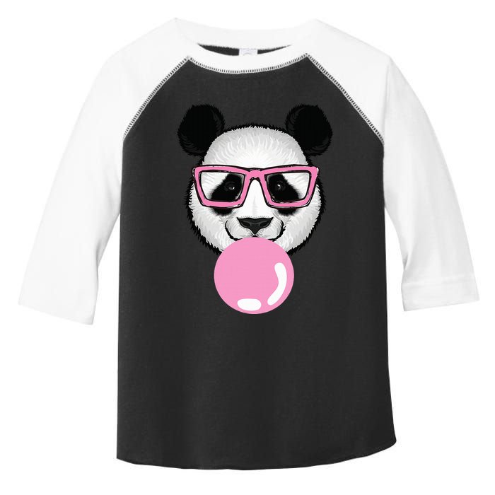 Cool Panda Face Eating Gum And Makes A Bubble  Toddler Fine Jersey T-Shirt