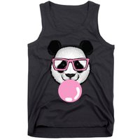 Cool Panda Face Eating Gum And Makes A Bubble  Tank Top