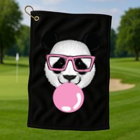 Cool Panda Face Eating Gum And Makes A Bubble  Golf Towel