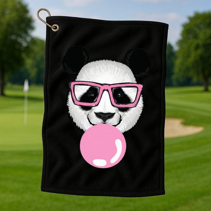 Cool Panda Face Eating Gum And Makes A Bubble  Golf Towel
