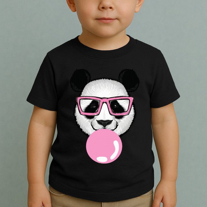 Cool Panda Face Eating Gum And Makes A Bubble  Toddler T-Shirt