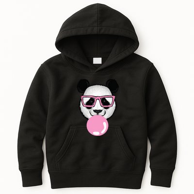 Cool Panda Face Eating Gum And Makes A Bubble  Kids Hoodie