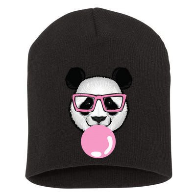 Cool Panda Face Eating Gum And Makes A Bubble  Short Acrylic Beanie