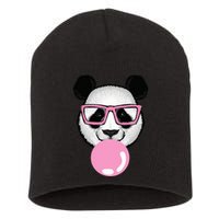 Cool Panda Face Eating Gum And Makes A Bubble  Short Acrylic Beanie
