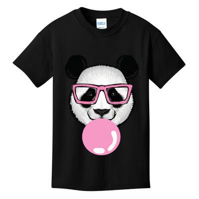 Cool Panda Face Eating Gum And Makes A Bubble  Kids T-Shirt