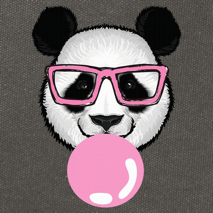 Cool Panda Face Eating Gum And Makes A Bubble  Cotton Canvas Backpack