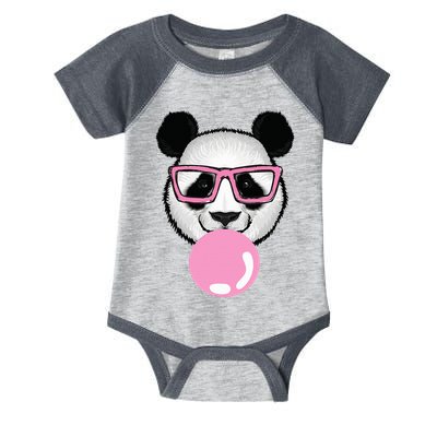 Cool Panda Face Eating Gum And Makes A Bubble  Infant Baby Jersey Bodysuit