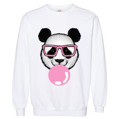 Cool Panda Face Eating Gum And Makes A Bubble  Garment-Dyed Sweatshirt