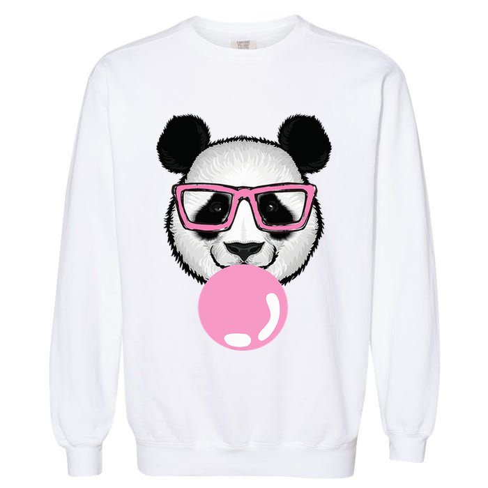 Cool Panda Face Eating Gum And Makes A Bubble  Garment-Dyed Sweatshirt