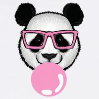 Cool Panda Face Eating Gum And Makes A Bubble  Garment-Dyed Sweatshirt