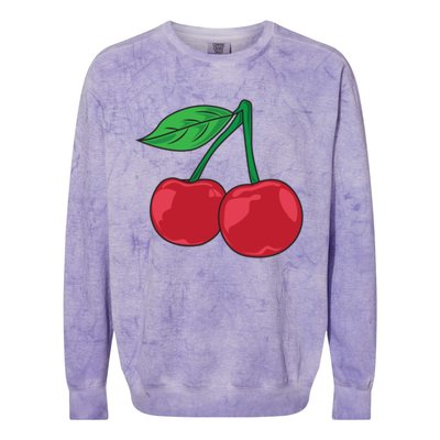 Cherry Pocket Fruit Lover Sweet Bomb Farmer Red Cherries Gift Colorblast Crewneck Sweatshirt