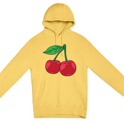 Cherry Pocket Fruit Lover Sweet Bomb Farmer Red Cherries Gift Premium Pullover Hoodie