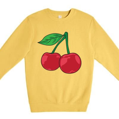 Cherry Pocket Fruit Lover Sweet Bomb Farmer Red Cherries Gift Premium Crewneck Sweatshirt