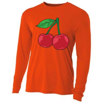 Cherry Pocket Fruit Lover Sweet Bomb Farmer Red Cherries Gift Cooling Performance Long Sleeve Crew