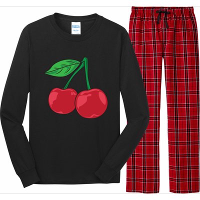 Cherry Pocket Fruit Lover Sweet Bomb Farmer Red Cherries Gift Long Sleeve Pajama Set