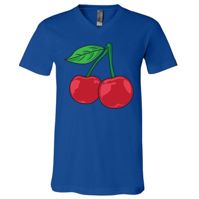 Cherry Pocket Fruit Lover Sweet Bomb Farmer Red Cherries Gift V-Neck T-Shirt