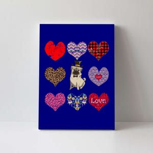 Cute Pug Funny Dog Mom Hearts Pattern Valentines Day Gift Canvas