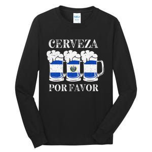 Cerveza Por Favor Salvadoran Beer Pupusas Tamales Party Tall Long Sleeve T-Shirt