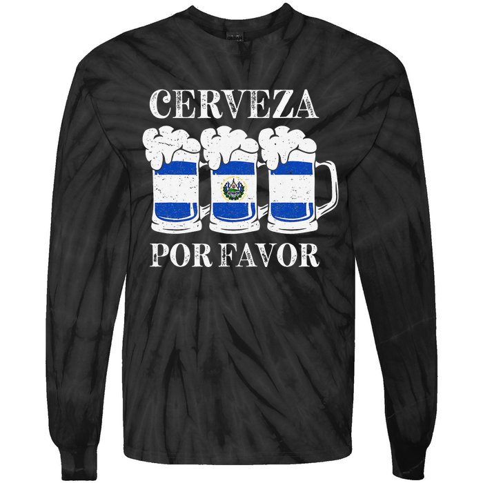 Cerveza Por Favor Salvadoran Beer Pupusas Tamales Party Tie-Dye Long Sleeve Shirt